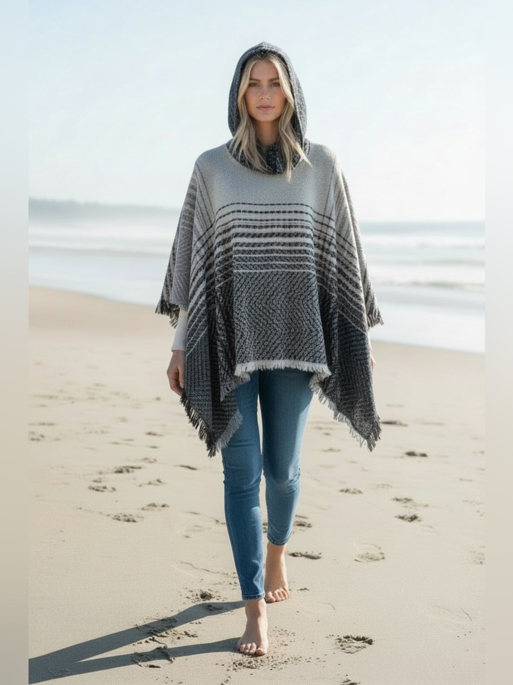 Falling For You Hooded Plaid Poncho
